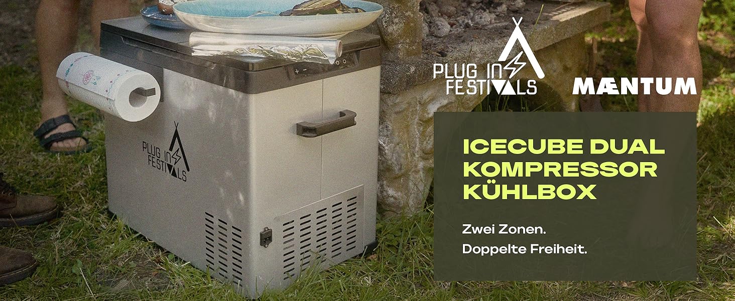 Електрична термохолодильник Plug In Festivals DUAL Ice Cube 23L з компресором -120°C, 12V/230V, App-керування, для авто та кемпінгу