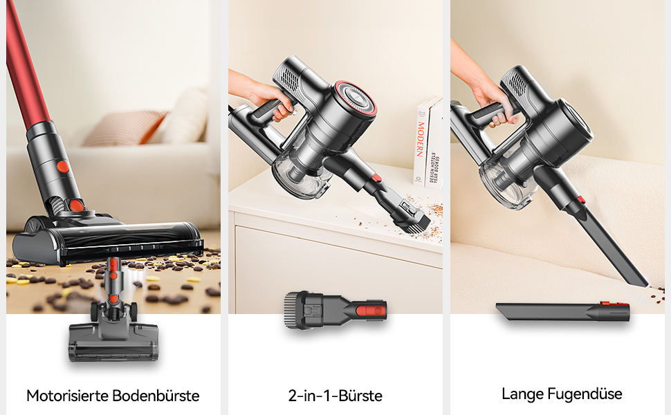 Пилосос вертикальний 6-в-1 з ручним режимом, 6м кабель, потужність 600W, 23Kpa, без мішка, для твердих поверхонь та килимів