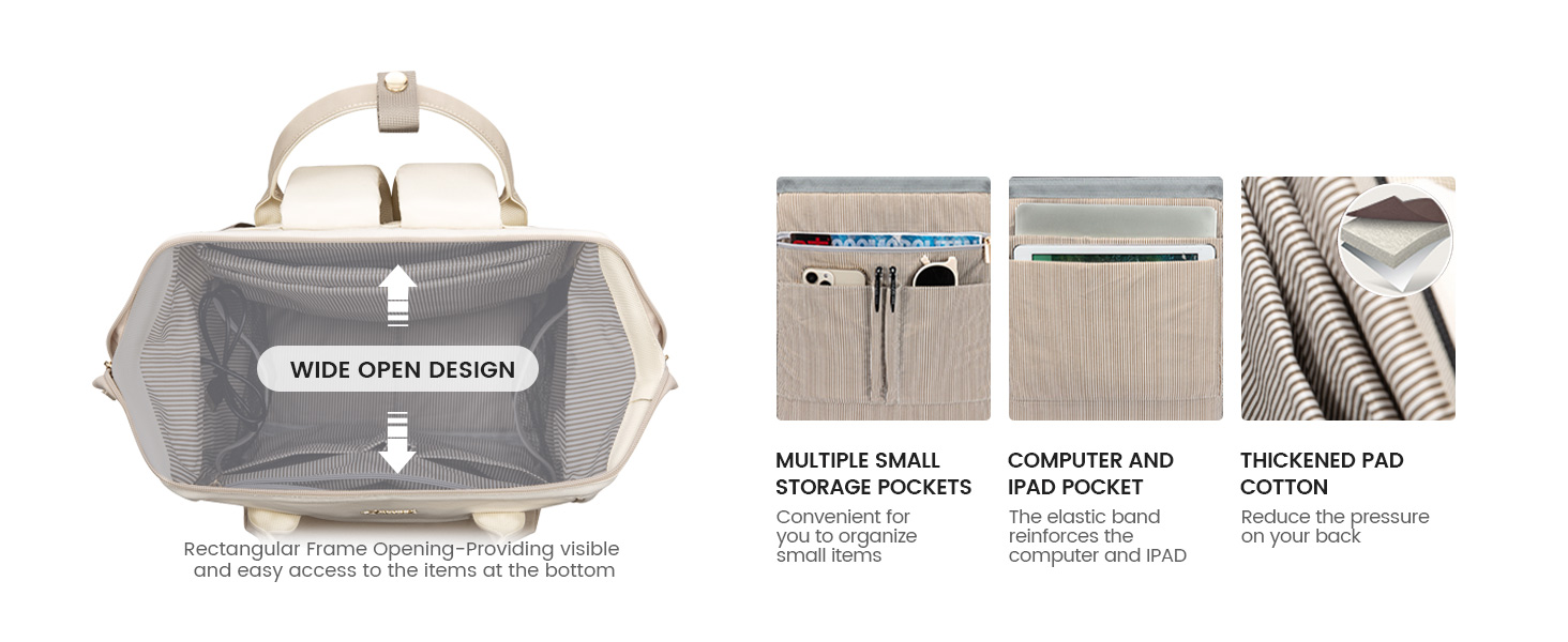 Сумка-рюкзак LOVEVOOK для жінок, 15.6 дюймів, для ноутбука, подорожей, роботи, школи, універу, офісу, водонепроникна, елегантна, бежева