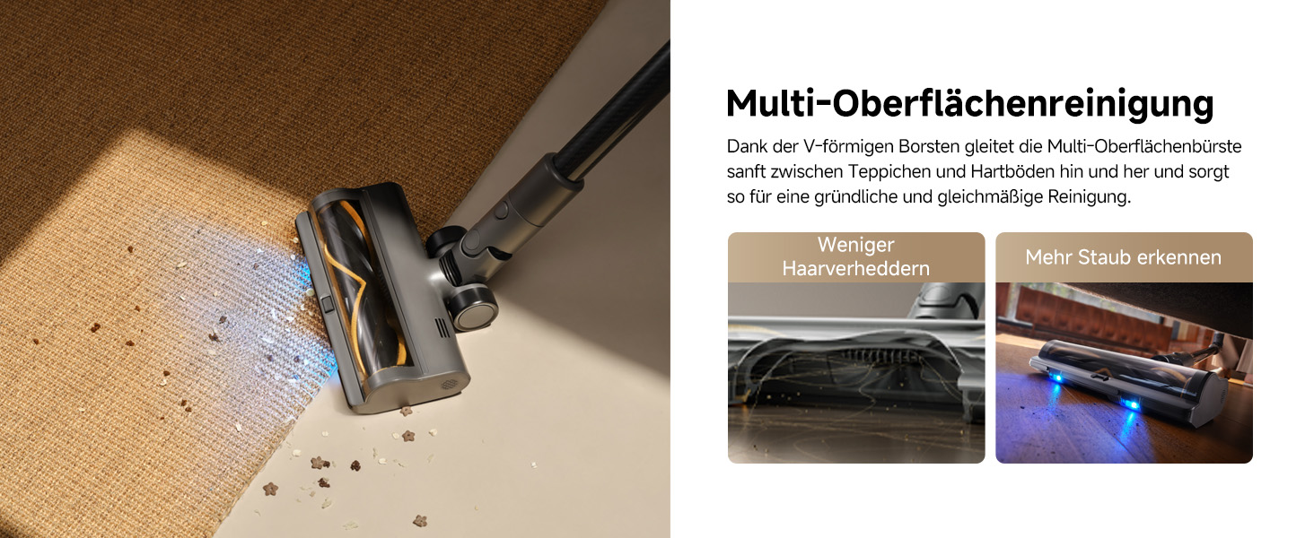 Бездротовий пилосос Dreame, 190AW, 90 хвилин роботи, LED-дисплей, синій LED, для дому, видалення шерсті тварин, килими (R30)