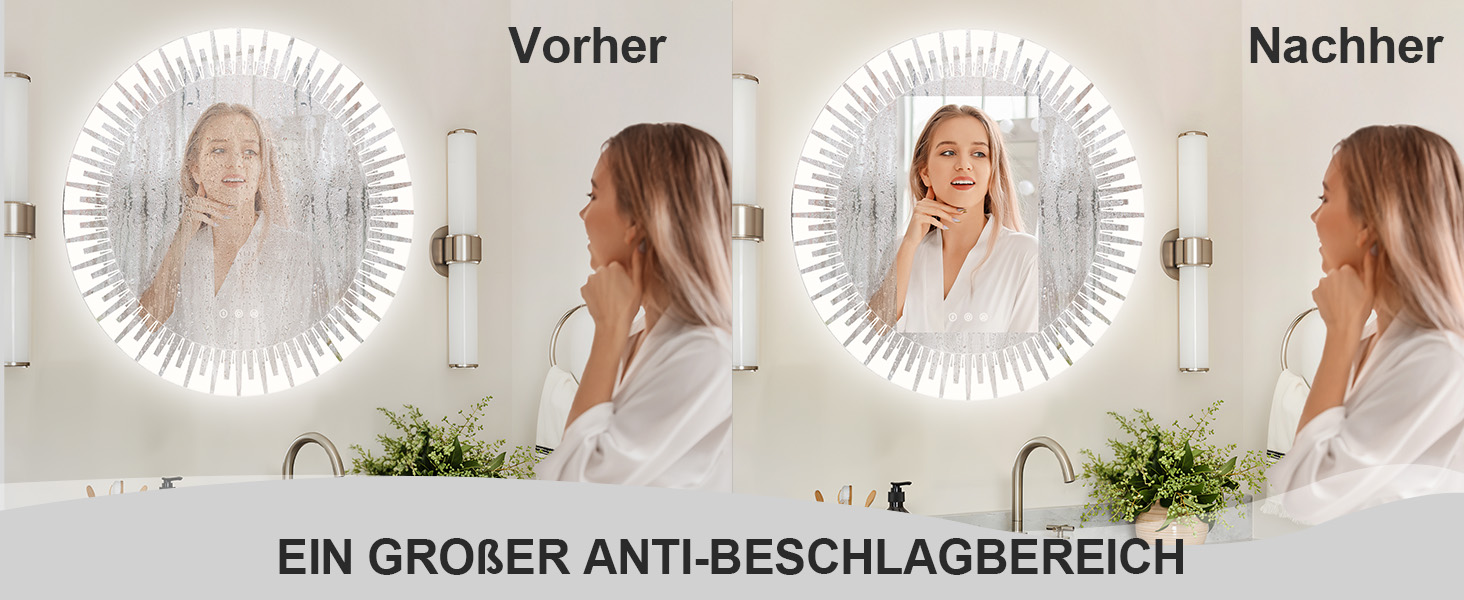 Дзеркало для ванної кімнати YOLEO з підсвічуванням 90x70 см, LED дзеркало з переднім та заднім освітленням, дзеркало для стіни з пам'яттю, 3 регульовані кольори світла, антизапотівання