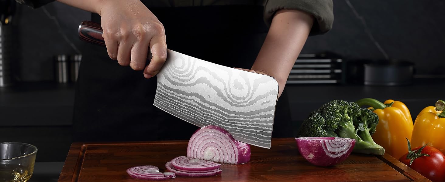 PAUDIN Ніж Сантоку з Дамаської сталі 13 см, професійний кухонний ніж для кухні, надзвичайно гострий, з високоякісної нержавіючої сталі та ергономічною ручкою G10 (ніж-сікач 18 см)