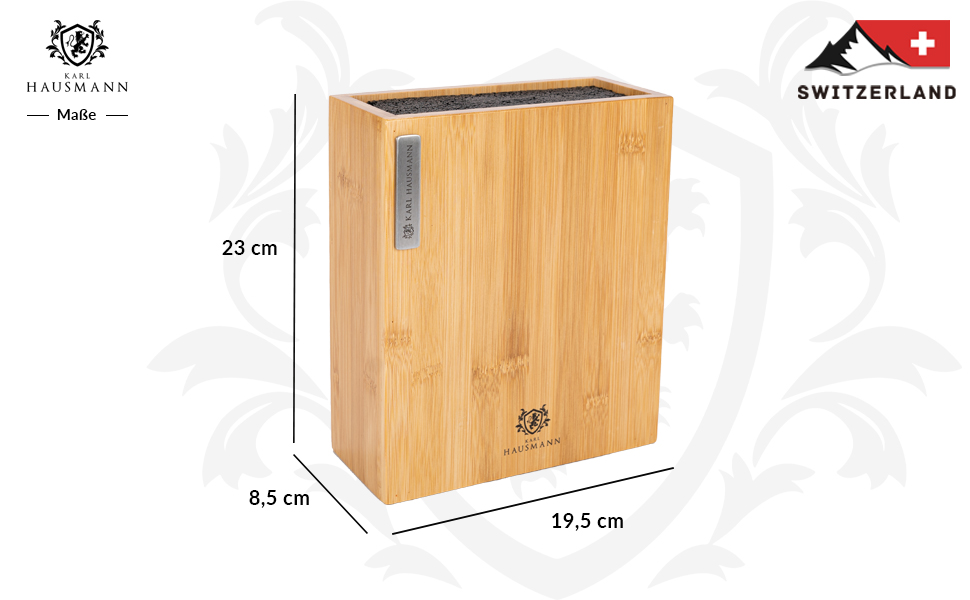 Підставка для ножів Karl Hausmann з бамбука без ножів з вставкою з щетиною - 23 x 20 x 9 см - універсальна дерев'яна підставка для ножів