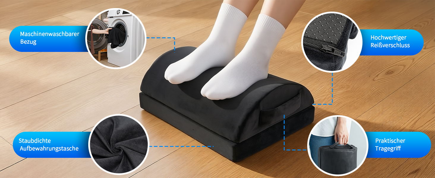 Ергономічна підставка для ніг з ефектом пам'яті (Memory Foam), регульована підставка під ноги великого розміру для офісу та дому