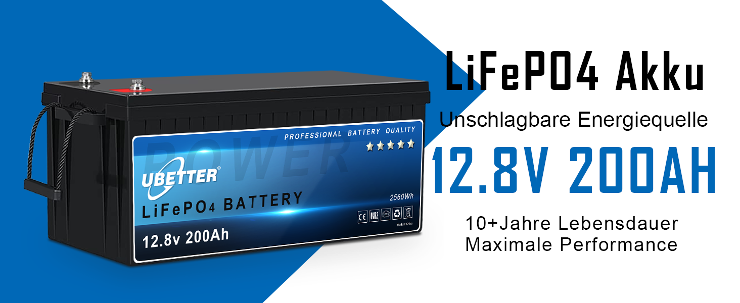 Акумулятор UBETTER Mini 12V 100Ah LiFePO4, 100A BMS, 1280 Втгод, 4000 циклів, термін служби 10 років, легкий, компактний