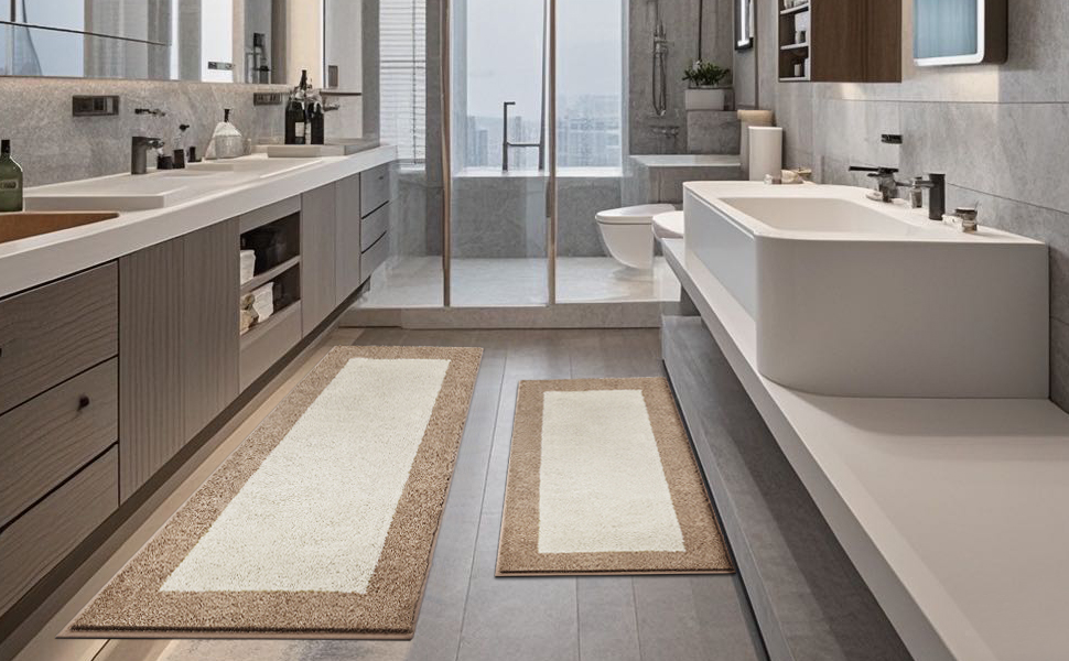 Килимок для ванної кімнати, неслизький, миючий, 76 x 150 см (Бежевий)