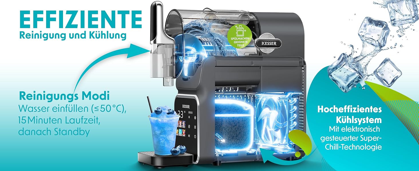 Машина для приготування сляш KESSER® - сляш-мейкер 2л - для сляш, коктейлів, фраппе, молочних коктейлів та замороженого соку - 25 хв та 6 програм - 3 стаканчика та книга рецептів в комплекті, антрацит