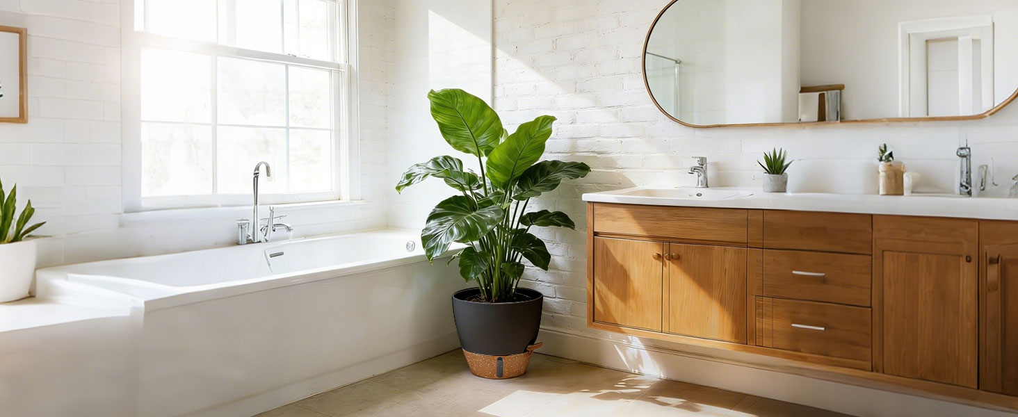 Набір з 4 самополивних горщиків T4U з індикатором рівня води, 30 см, чорний, для дому та саду