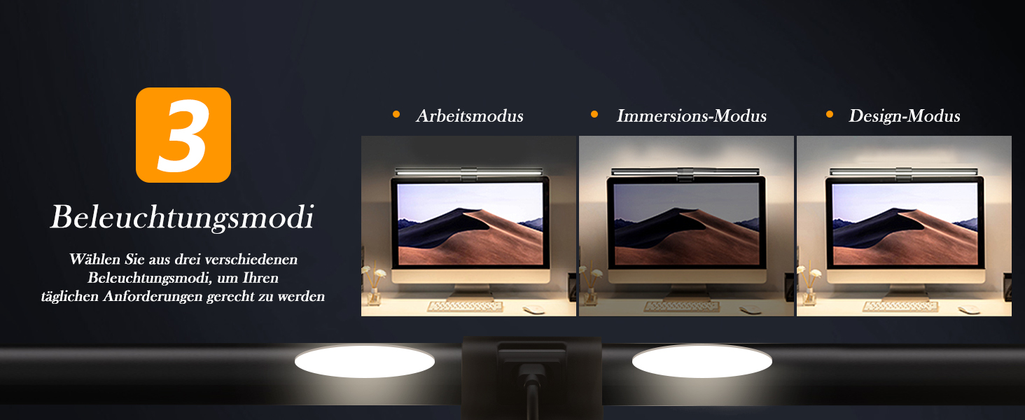 LED лампа для монітора з USB, сенсорне керування, захист від синього світла, регулювання яскравості та кольорової температури