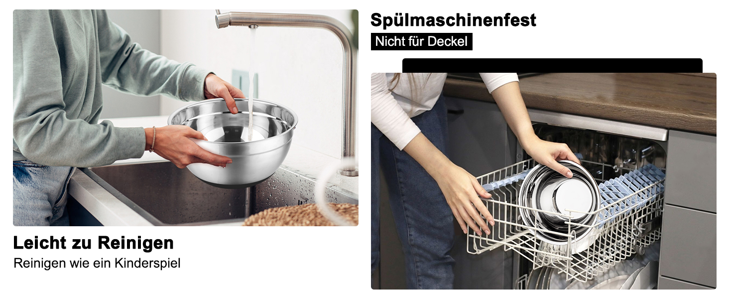 Набір мисок Onader з нержавіючої сталі: 5 мисок + 3 терки. Набір мисок для салатів з кришками, 5 шт. (0,7-4 л), чорний