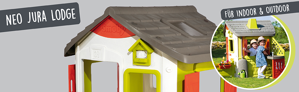 Дитячий будиночок Smoby Life Jura Lodge (115x123x132 см) з переробленого пластику - вуличний будиночок для дітей з годівницею для птахів, для саду та тераси, від 2 років