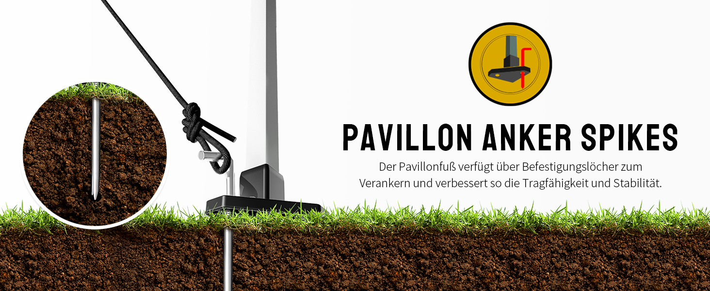 Павільйон CROWN SHADES 3x3: Водостійкий, стабільний, зимостійкий, захист від сонця UV 50+, для кемпінгу, саду та відпочинку. Сірий в клітинку.