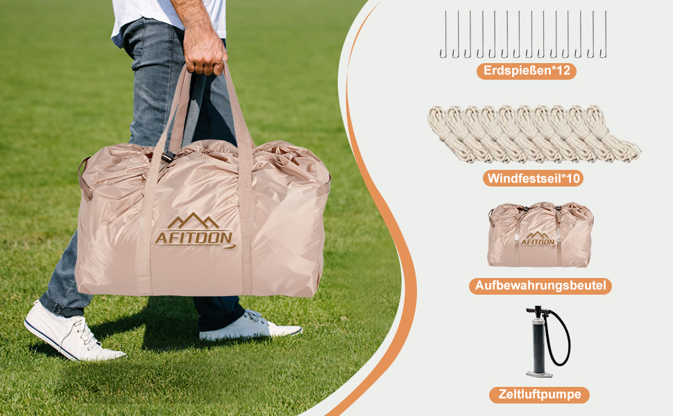 Надувний кемпінговий намет з димоходом та вікном, для 2-10 осіб з насосом, з водонепроникної тканини Oxford, швидке встановлення (4-8 осіб, велике вікно)