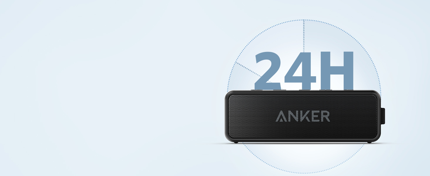 Портативна Bluetooth колонка Anker SoundCore 2 - потужний звук, глибокий бас, 24 години роботи, водонепроникність IPX7, для iPhone, Galaxy та інших пристроїв (Чорний)