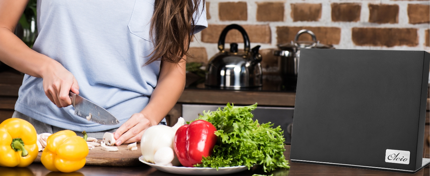 Магнітний тримач для ножів Oleio, чорний. Тримач без ножів з потужним магнітом, нержавіюча сталь, підставка для дамаських та кухонних ножів