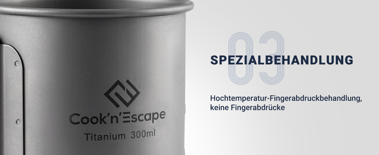 Титанова чашка для кемпінгу COOK'N'ESCAPE Titan Becher 300 мл з кришкою та складною ручкою - легка, міцна, жаростійка для туризму, пікніка