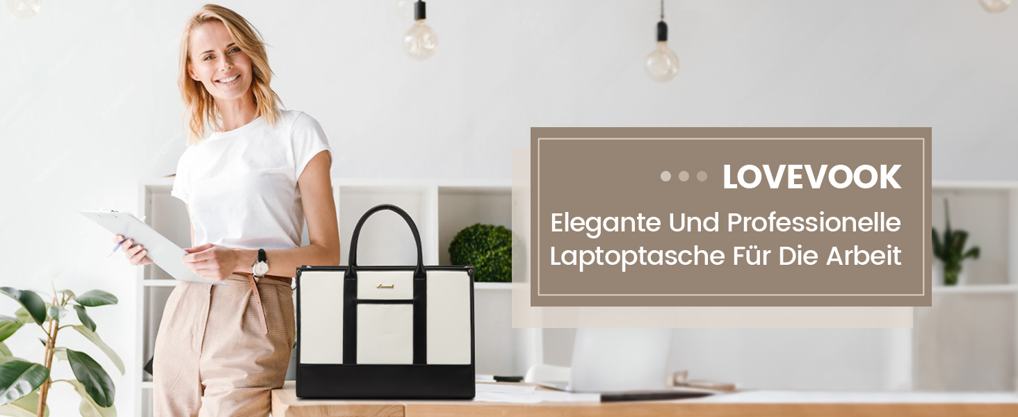 Сумка для ноутбука LOVEVOOK, 17 дюймів, чорно-бежева: водонепроникна, для роботи, навчання, офісу, універсітету, з відділенням для ноутбука