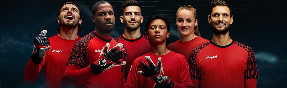 Футбольні воротарські рукавички Uhlsport унісекс молодіжна лінія електропередач Supersoft Hn (10.5, чорний / червоний / білий)