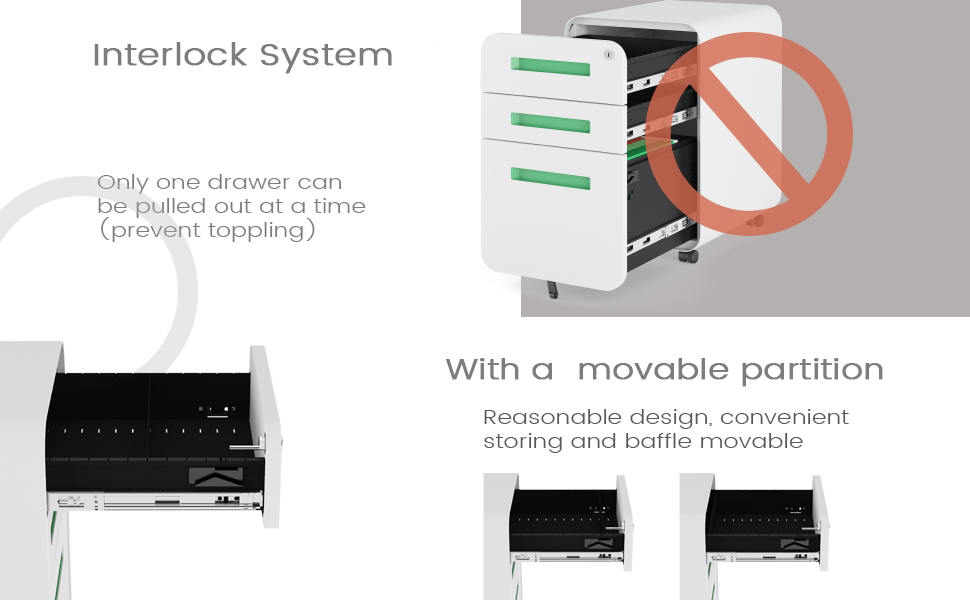 Роликовий контейнер DeHong з металу, мобільний офісний шафчик з 3 висувними ящиками, офісний контейнер, з можливістю замка та регульованих папок, збірно-розбірний, для офісу, дому, чорний
