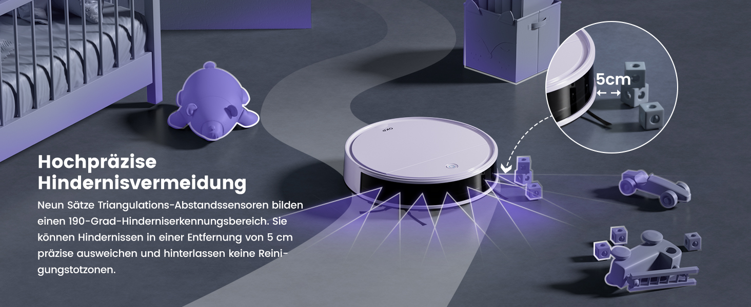 Робот-пилосос OKP K5P Purple: 5000Pa, навігація, HEPA-фільтр, Wi-Fi, для тварин, килимів, твердих підлог