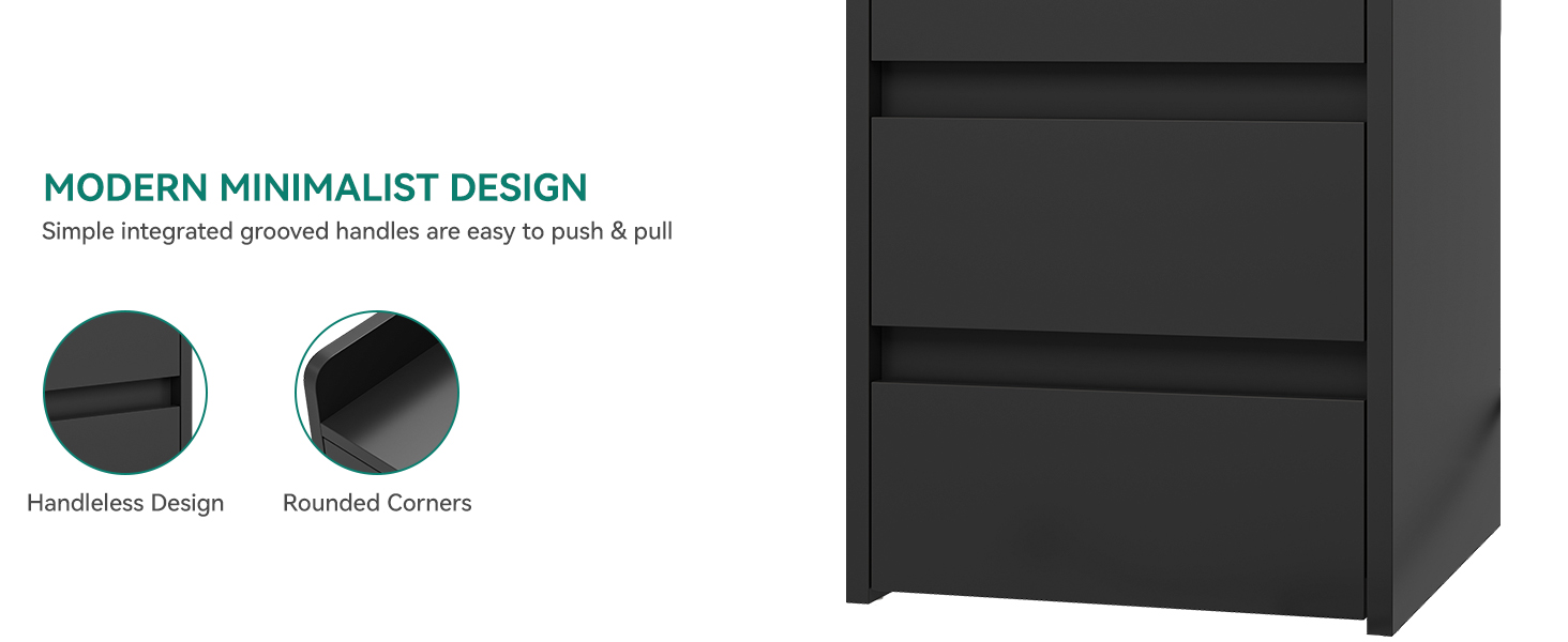 Приліжкові тумбочки YITAHOME (2 шт) з металевими ніжками та ручками, білий колір, 3 висувні ящики, 35 x 40 x 59 см, для спальні та вітальні