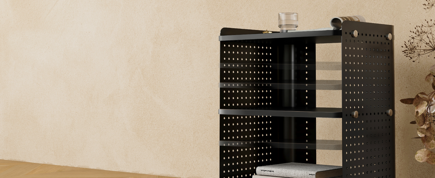 Стіл для принтера Fenge на коліщатках з органайзером та полицями, 45.3x33.5x53.5 см (Чорний)