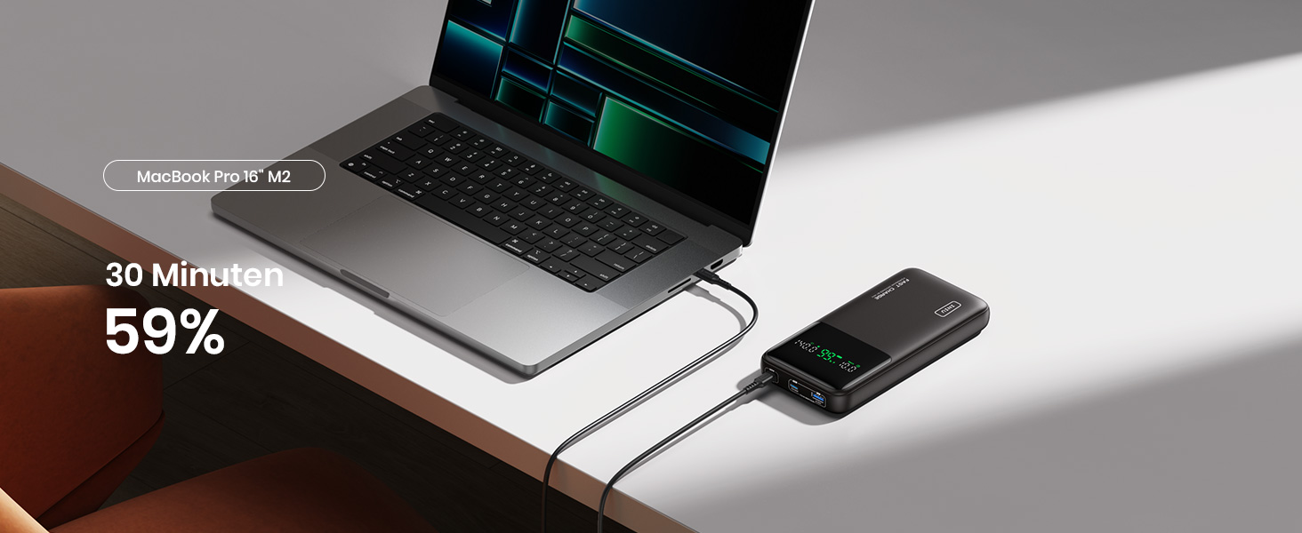 Power Bank INIU 27000mAh 140W: зарядний пристрій для телефону та ноутбука, сумісний з MacBook Pro, Steam Deck, iPhone (17, 16, 15, 14, 13, 12 Pro), Samsung S23, iPad та ін. Чорний
