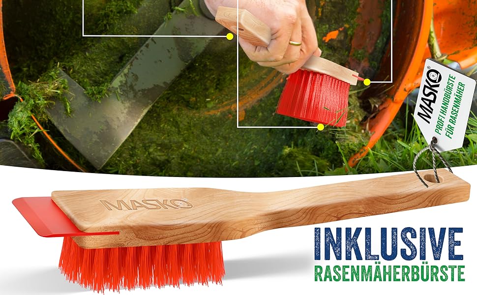 Акумуляторний газонокосарка MASKO з функцією мульчування, 2 акумулятори Li-Ion 4Ah, подвійний зарядний пристрій, триммер, ширина косіння 37 см, 6 положень висоти, кошик 40 л, площа до 600 м², в комплекті рукавички та щітка (ширина косіння 43 см, чорний/помаранчевий)