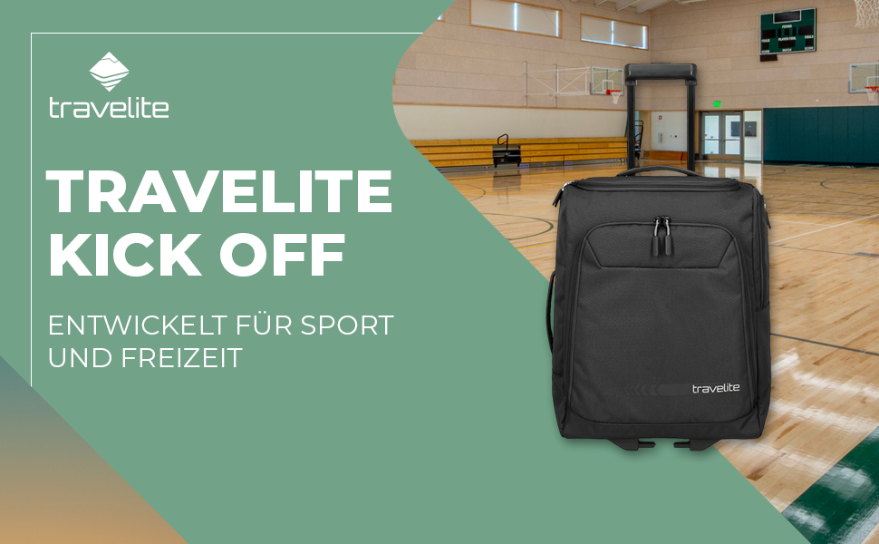 Дорожня сумка на колесах Travelite Kick Off L, 68 см, 65 л, чорна, тролей