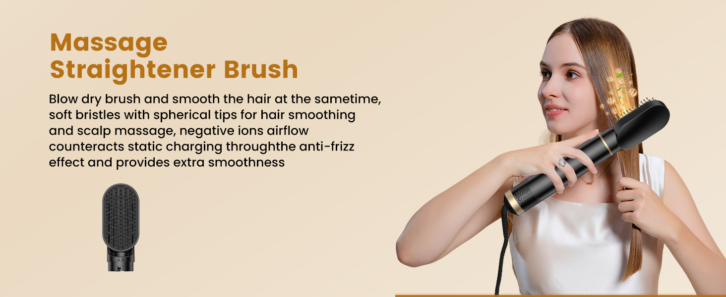UKLISS Hairstyler 6 в 1: Професійний набір для укладки волосся (фен-щітка, плойка, випрямляч) 1000W, срібно-золотий