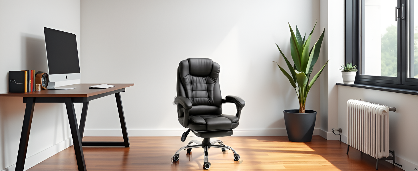 Ергономічне крісло для офісу RMF, регульоване, зручне та розслаблююче – крісло для робочого столу з підніжкою, обертове, регульоване по висоті, коричневе