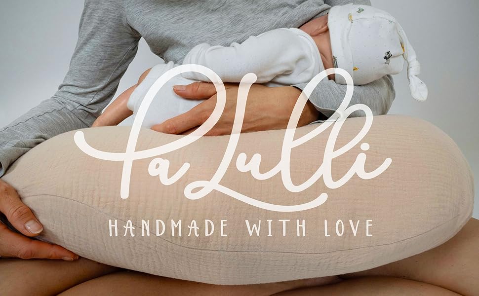 Подушка для годування та вагітності PaLulli XL (170x30 см), органічна бавовна муслін, бежева