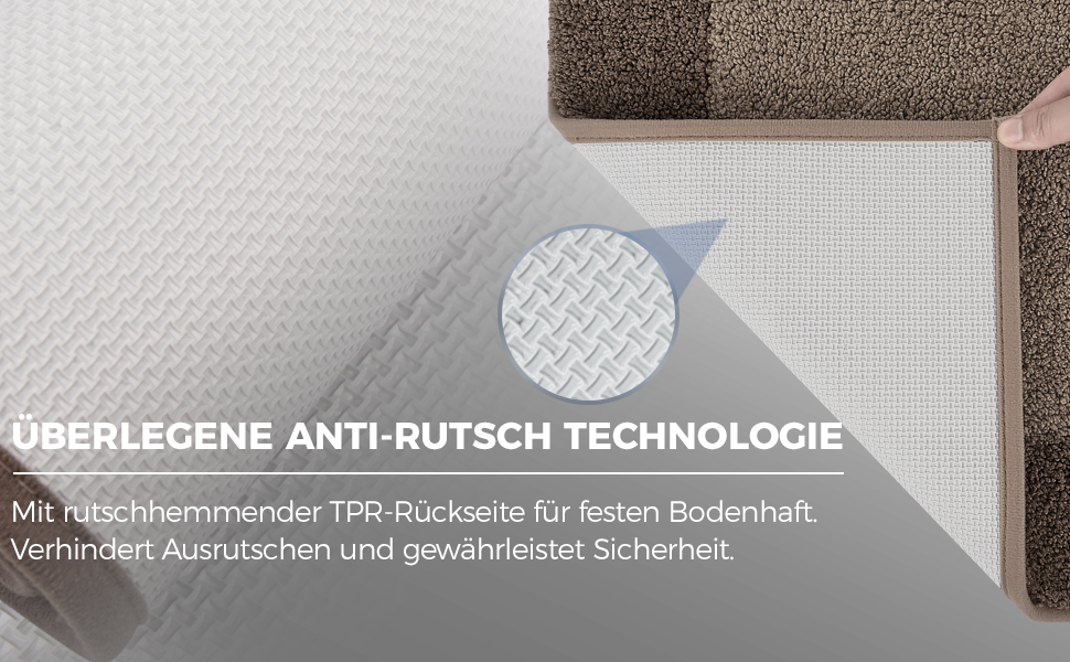 Килимок для ванної кімнати 60 x 150 см, неслизький, миючий, для душу, ванни та підлоги - сіро-коричневий