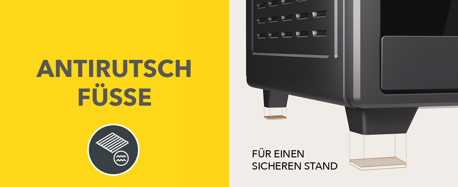 Багатофункціональна міні-піч Heinrich's 48L з конвекцією, таймером, підсвічуванням, 100-230°C, сенсорне керування, з аксесуарами, чорна, 2000W