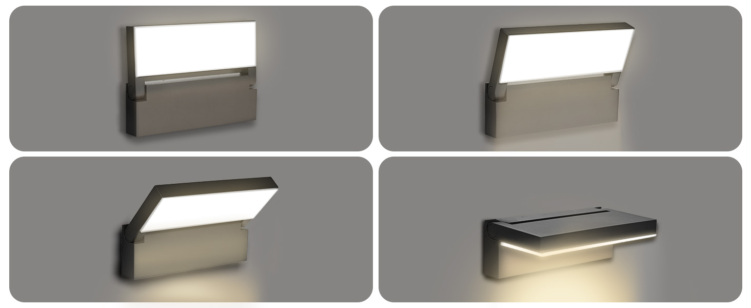 Світильник вуличний настінний LED EBION 18W, поворотний на 90°, водонепроникний IP54, алюміній, 4000K, антрацит