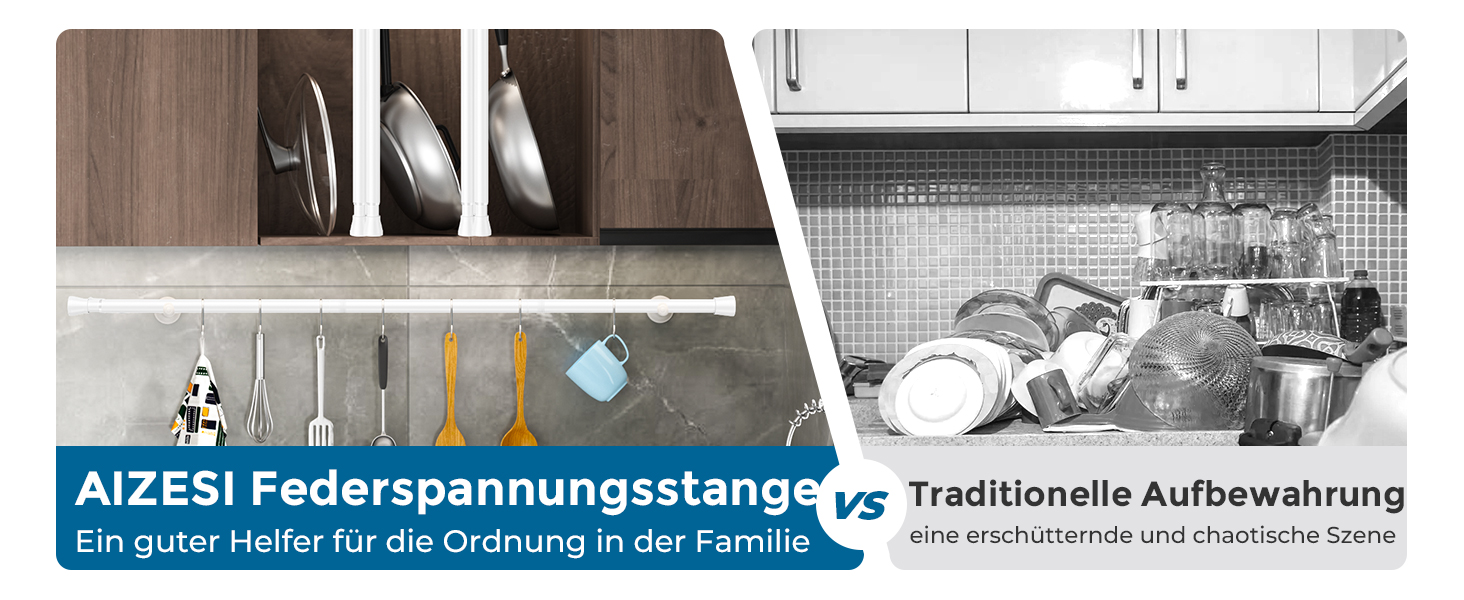 Штанга для штор без свердління AIZESI, 113-197 см, телескопічна, діаметр 22 мм, біла