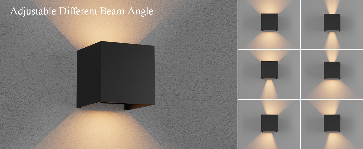 Світильник настінний LED K-Bright 12W для дому та вулиці, двосторонній потік світла (вгору та вниз), теплий білий 3000K, водонепроникний IP65, антрацит