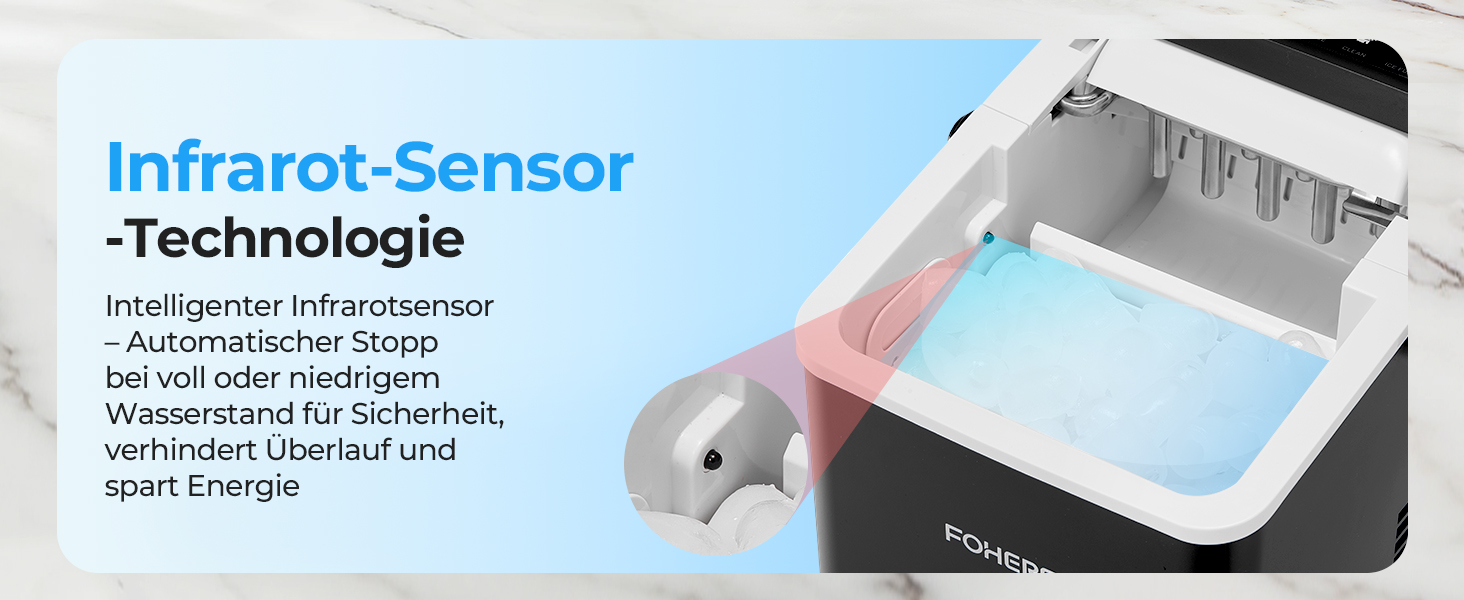 Льодогенератор Fohere портативний з ручкою, 14 кг/24 год, кулі 9 шт за 5 хв, 2 розміри, самоочищення, для дому, кухні, офісу, кемпінгу, вечірок