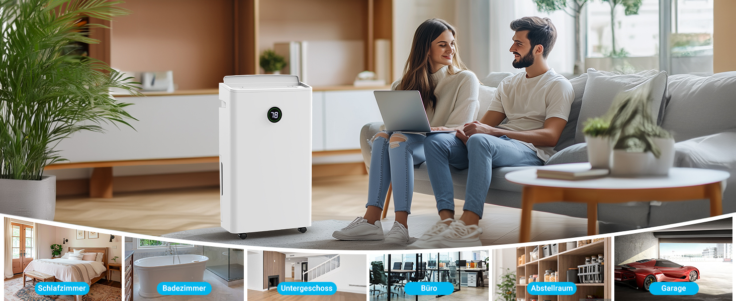 Зволожувач повітря Pasapair – автоматичний осушувач для дому до 120 м³ (20 м²) з таймером, 3 режими роботи, цифровий дисплей, шланг для відведення конденсату. Захист від вологи та плісняви.