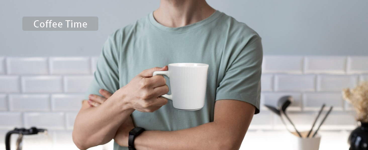 Набір кавових чашок 4 шт. - 500 мл - Матова кераміка - Набір чашок для кави та чаю - Мікрохвильова безпека, зручна ручка