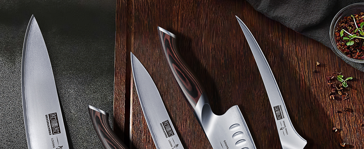 Набір кухонних ножів HOSHANHO: 5 штук, професійні, з нержавіючої сталі, для шеф-кухаря, ергономічні, у подарунковій коробці