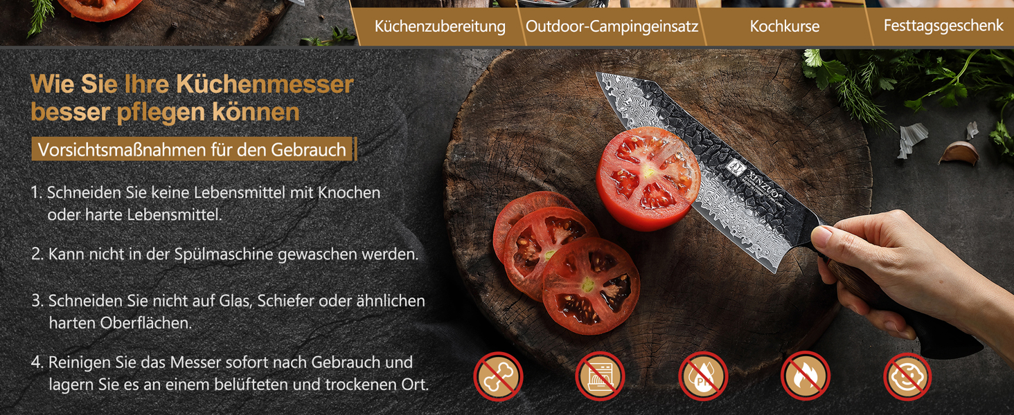 Ніж Сантоку XINZUO Damaststahl 19,3 см з нержавіючої сталі Дамаск, професійний кухонний ніж, серія Mo, ергономічна ручка з білого дуба