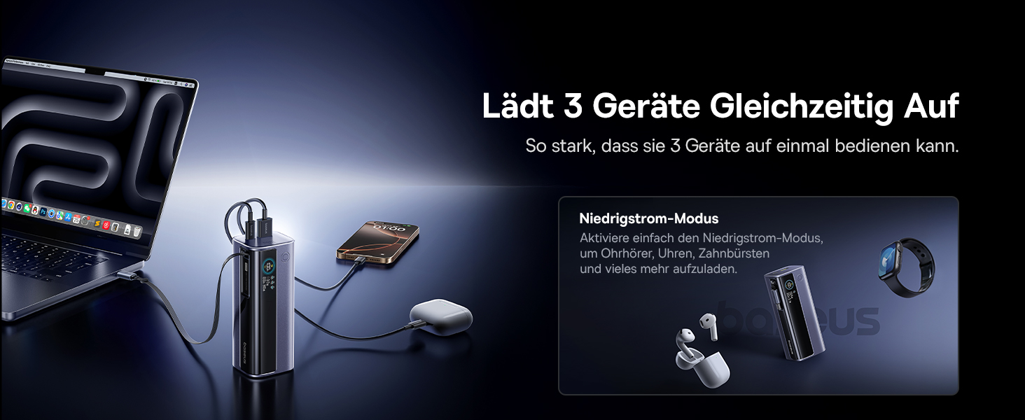 Powerbank Baseus EnerGeek для ноутбука: 100W, 10000mAh, 2x USB-C PD 3.0, Digital Display, сумісний з MacBook, Dell, HP, SteamDeck, iPhone, Samsung