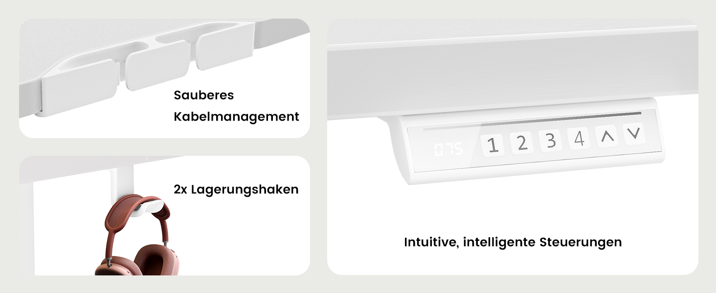 Електричний регульований стіл ErGear 160x80 см з пам'яттю, білий. Підключення до плати 120x60 см для дому та офісу