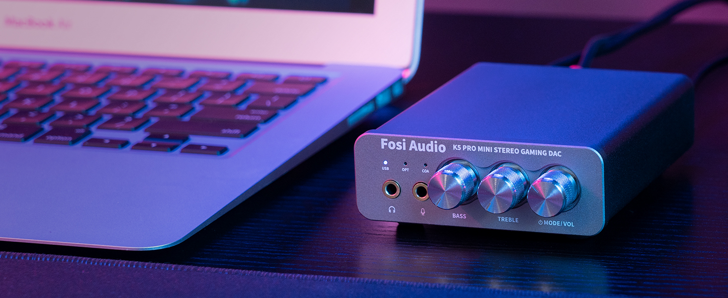 Підсилювач для навушників Fosi Audio K5 Pro HiFi, USB C DAC, кілька входів, вихід 3.5 мм/RCA, ігровий ЦАП AMP