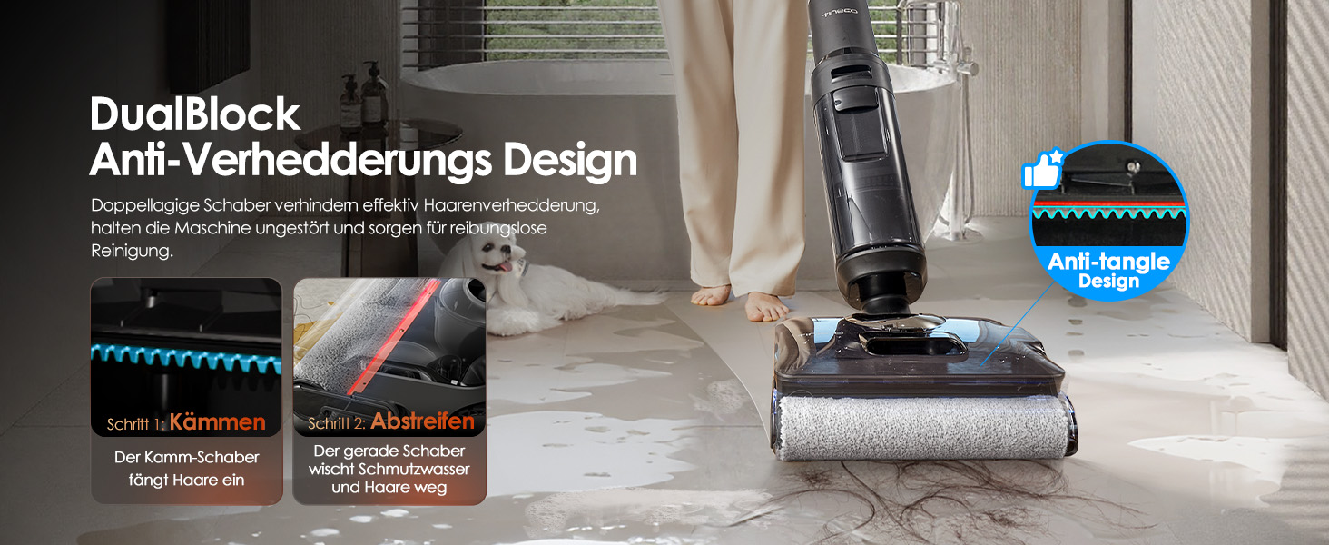 Tineco Floor One S7 Stretch Steam: Акумуляторний пилосос 2-в-1 для вологого та сухого прибирання, 22000 Па, для твердих підлог, шерсті тварин