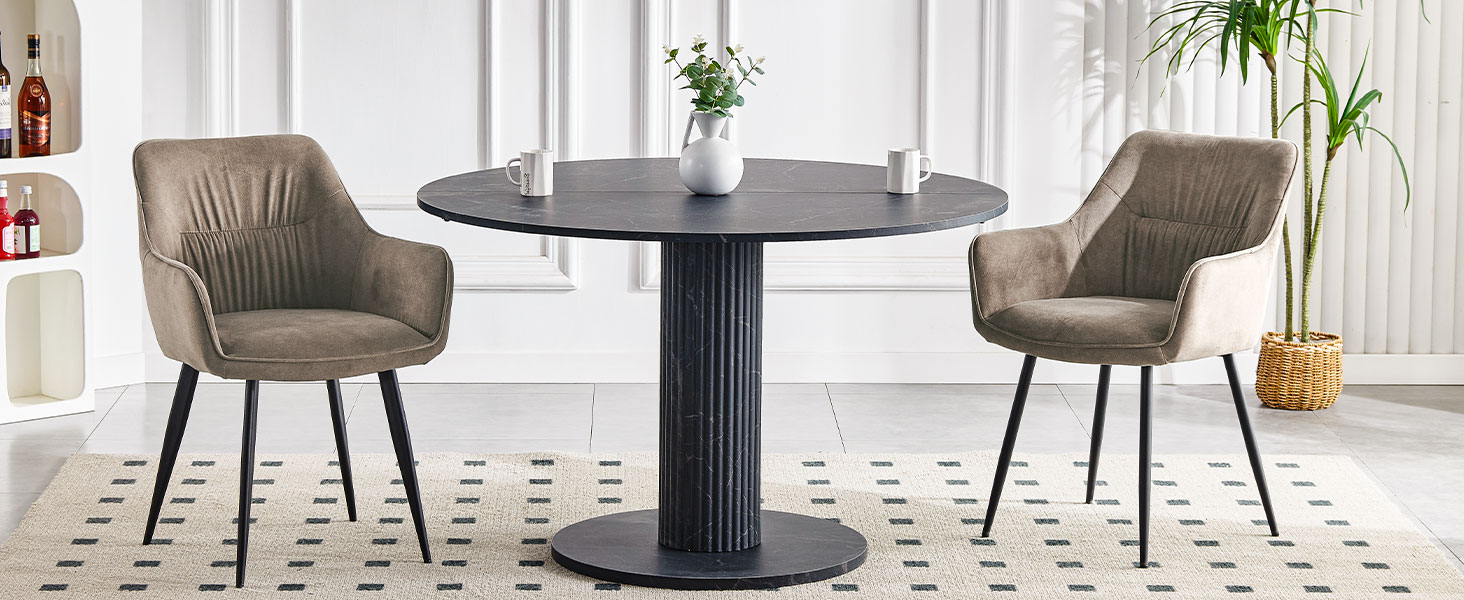 Набір обідніх крісел 6 шт. поворотні, з підлокітниками, 360°, сучасний м'який стілець з велюру, для вітальні, кухні, робочого кабінету, спальні (4, Бежевий)