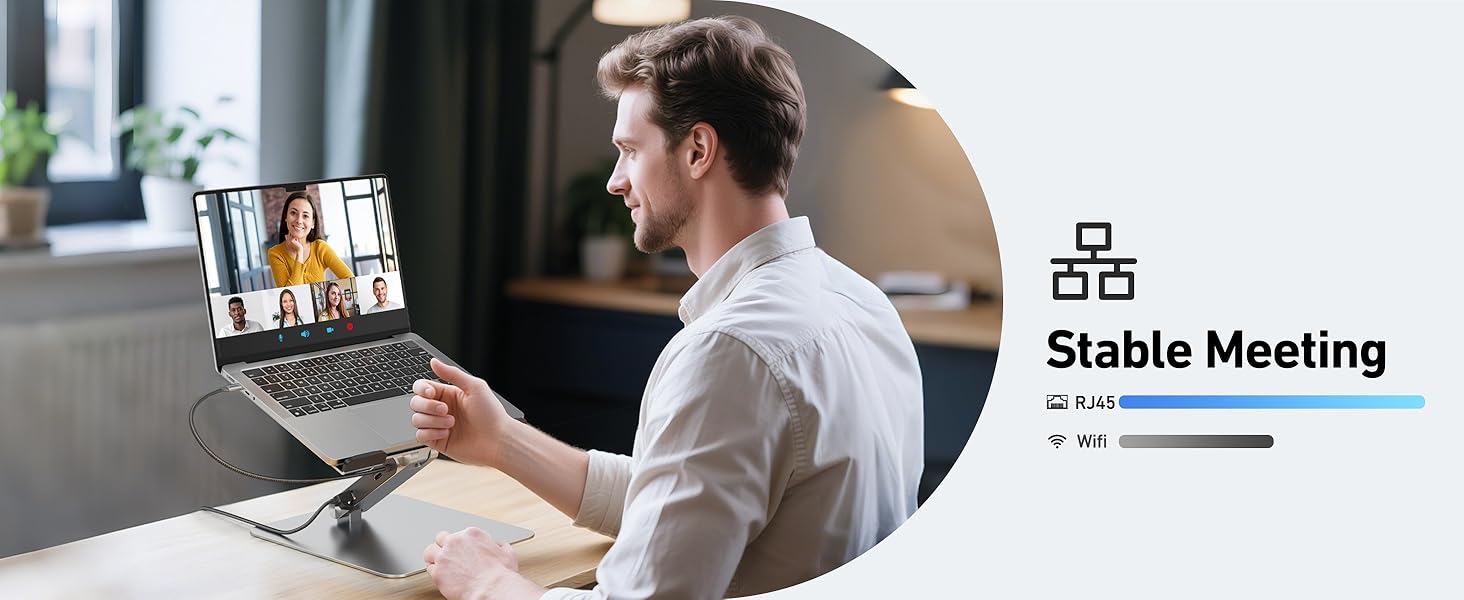 Підставка для ноутбука BENFEI з док-станцією USB-C 6-в-1: HDMI (4K@60Hz), Gigabit LAN, 100W Power Delivery, 10Gbps (1x USB-C 3.2 & 2x USB-A 3.2) – сумісна з MacBook Pro/Air, iPad Pro, XPS, ThinkPad