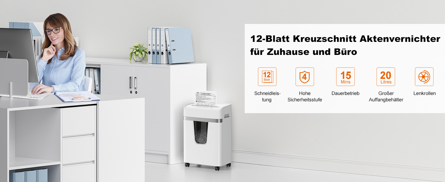 Шредер Bonsaii Aktenvernichter 12 Blatt C282-A: 12 аркушів, P-4, для документів, кредиток, CD, 20л контейнер