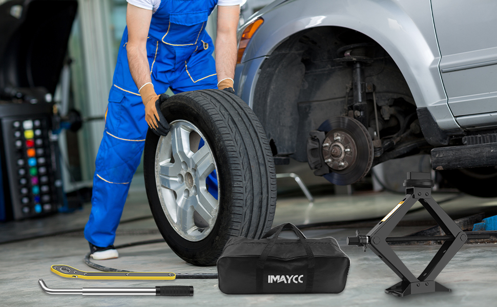 Універсальний гвинтовий домкрат-ромб IMAYCC на 2.5т для BMW (Серії 1, 3, 5, 6, 7, Z, X) з гумовими накладками та торцевим ключем, чорний